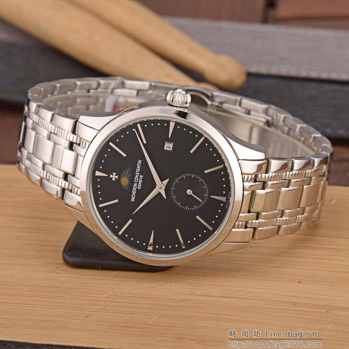 江詩丹頓 Vacheron Constantin 全自動機械機芯 316L精鋼表殼 真皮錶帶 男士腕表  wssb3908